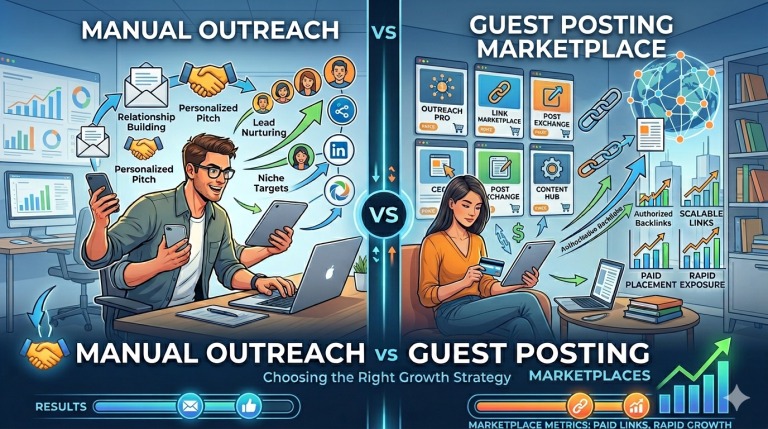 Manual Outreach vs Guest Posting Marketplaces: 7 Brutally Honest Differences That Determine Your SEO Results