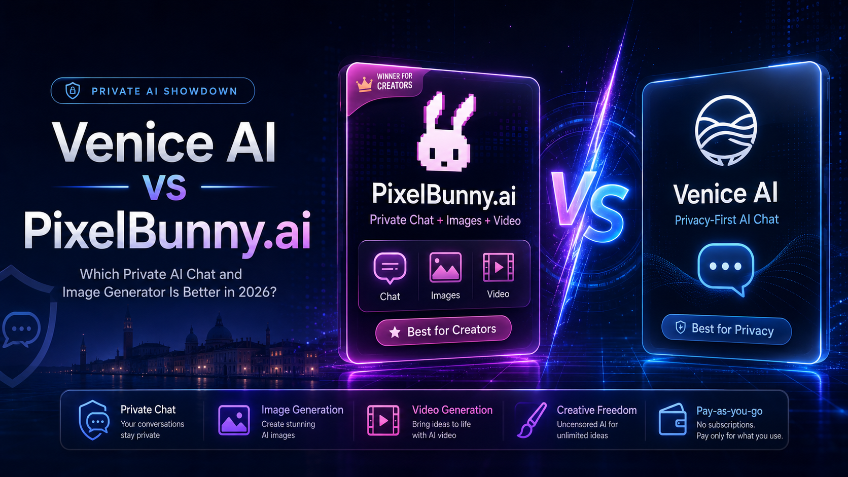 Venice AI vs PixelBunny.ai: Which Private AI Chat and Image Generator Is Better in 2026?